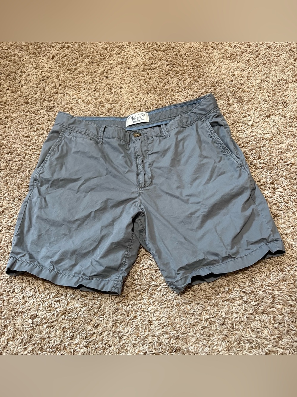Original Penguin 100% cotton Gray Flat Front Shorts men’s size 34